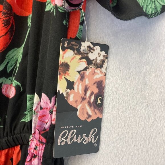 NWT Blush Off the Shoulder Black Floral Jumpsuit Womens 1X Red Lightweight XL - Picture 5 of 16